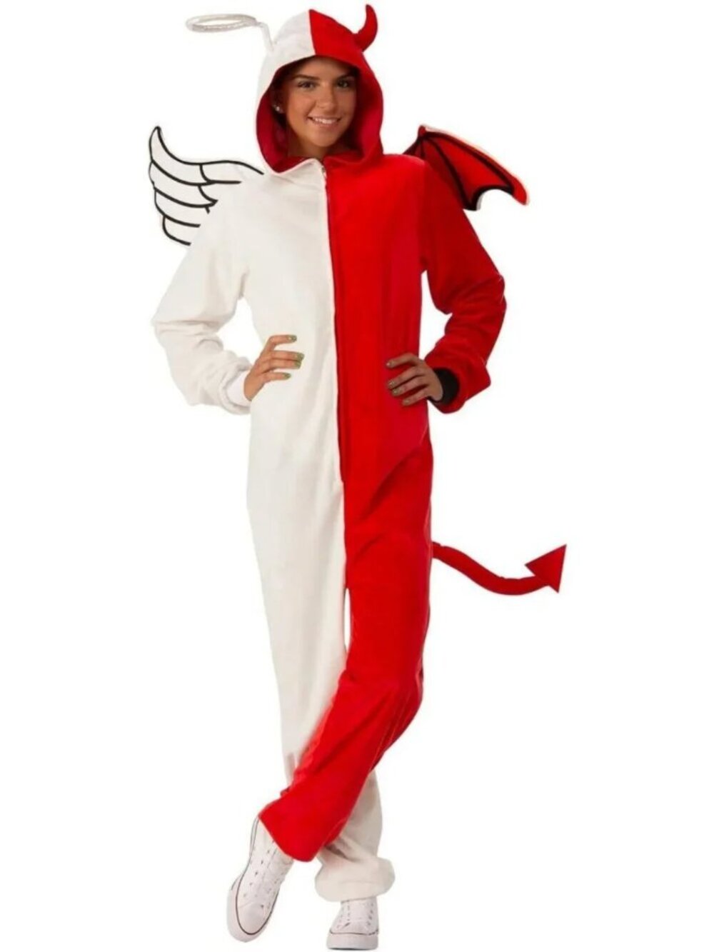 NEW Rubies Angel/Devil Costume jumpsuit Comfywear Hooded Good Vs Evil Unisex S/M